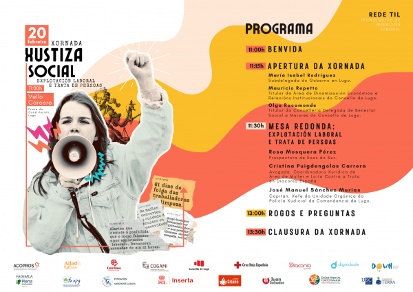 Programa de la Jornada de Justicia Social del 20 de febrero de 2024 a las 11 en el Vello Cárcere de Lugo.