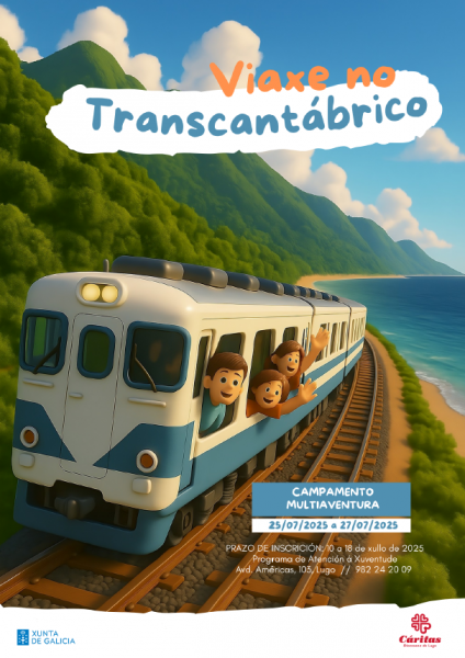 Cartel campamento multiaventura, "Viaje en el Transcantábrico
